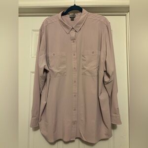 Women’s Long Sleeve Button-Up Shirt - Light Mauve Pink 3X